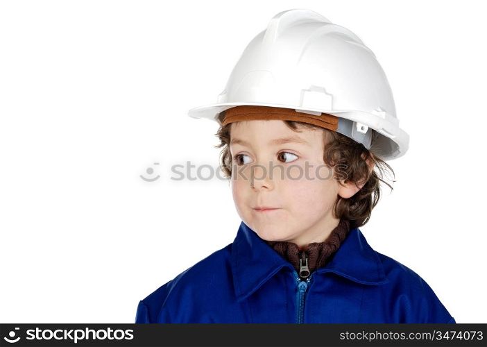 Adorable future working a over white background