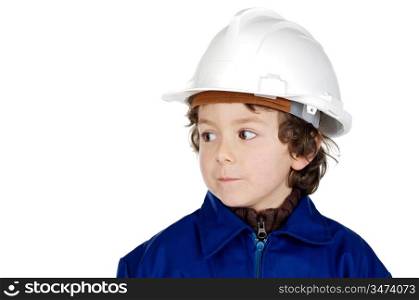 Adorable future working a over white background