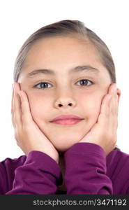 Adorable girl on a over white background