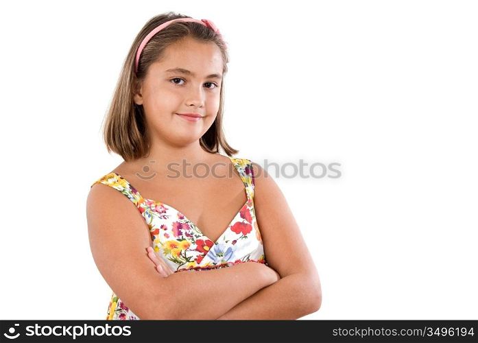 Adorable girl on a over white background