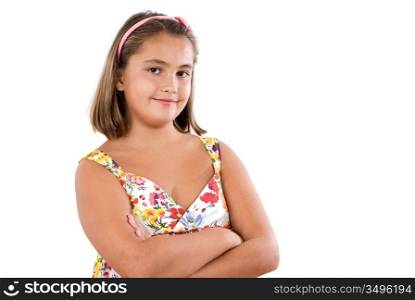 Adorable girl on a over white background