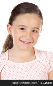 adorable girl smiling a over white background