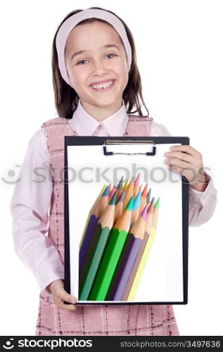 adorable girl student with notepad (back to school)