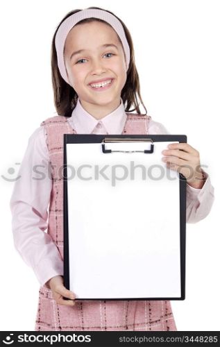 adorable girl student with notepad (you can put your text)