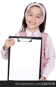 adorable girl student with notepad (you can put your text)