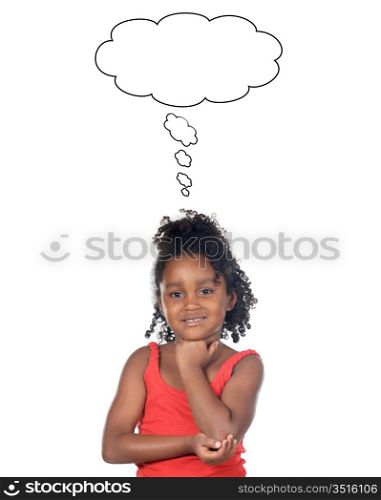 Adorable girl thinking a over white background