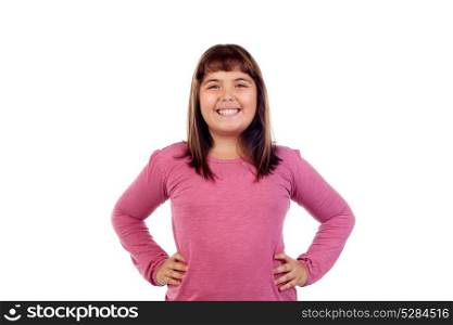 Adorable girl with eleven years old isolated on a white background