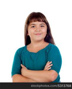 Adorable girl with eleven years old isolated on a white background