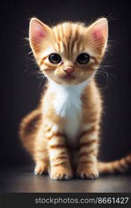 Adorable kitty with studio lighting 3d illustrated