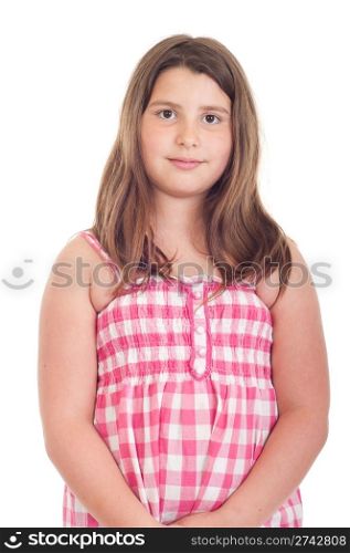 adorable little girl portrait in a pink top (isolated on white background)