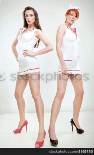 Adorable nurses in high heels