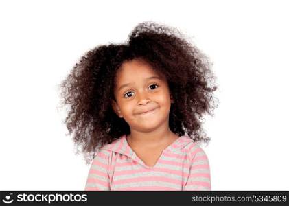 Adorable smal girl with afro hairstyle isolated on a white background