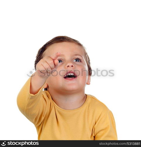 Adorable small child two years old isolated on a white background