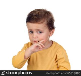Adorable small child two years old isolated on a white background