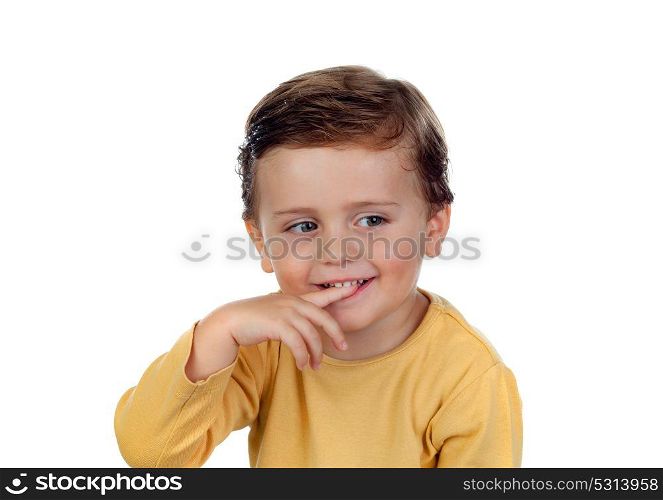 Adorable small child two years old isolated on a white background