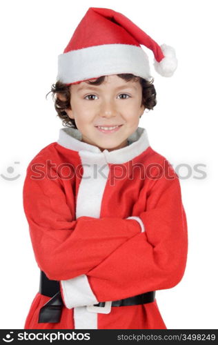 Adorable small santa a over white background