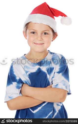 Adorable small santa a over white background