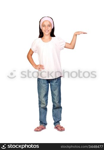 Adorable student girl with blue eyes isolated on white background