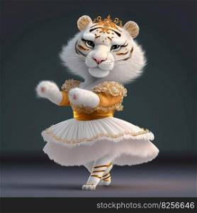 Adorable tiger in dress ready to hit the dance floor AI generated