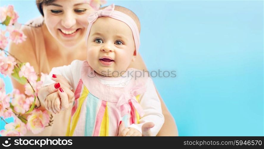 Adorable woman with her cute child