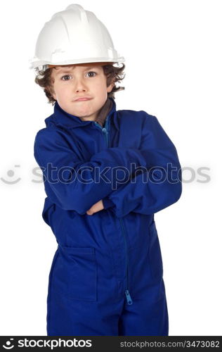 Adorable working future a over white background