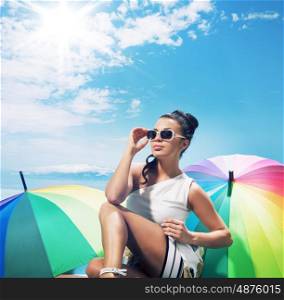 Adorable young woman taking a sunbath