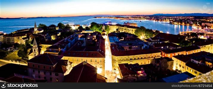 Adriatic city of Zadar aerial panorama on evening
