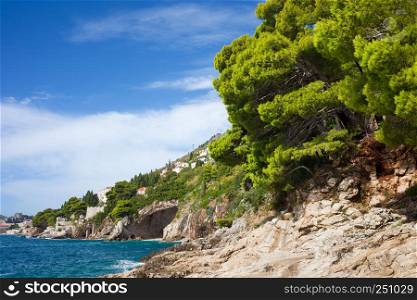 Adriatic Sea coastline near Dubrovnik in Southern Croatia, Dalmatia region.