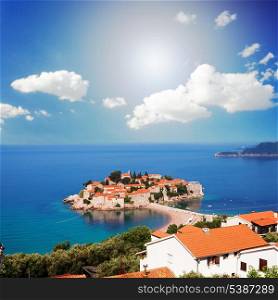 Adriatic Sea, small islet and resort - St. Stefan, Montenegro, Europe