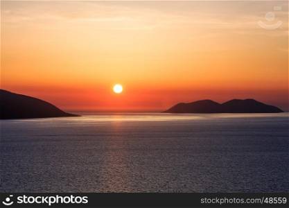 Adriatic sea sunset coast top view ( Albania).