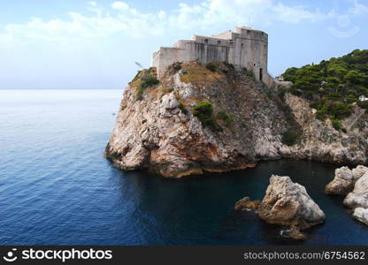 Adriatic seacoast from above view in summer