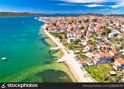 Adriatic town of Pirovac and Murter island aerial view, Dalmatia region of Croatia