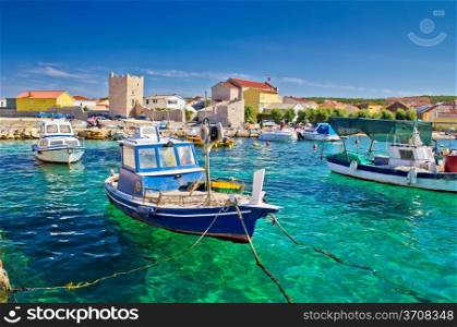 Adriatic Town of Razanac colorful waterfront, Dalmatia, Croatia
