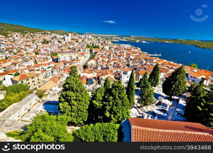 Adriatic town of Sibenik aerial view, Dalmatia, Croatia