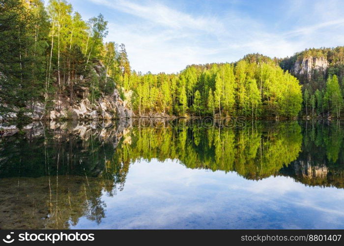 Adrspach lake, part of Adrspach-Teplice Rocks Nature Reserve, Czech Republic.. Adrspach lake, part of Adrspach-Teplice Rocks Nature Reserve, Czech Republic