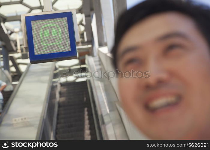 Adult men in the subway station