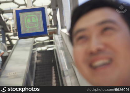 Adult men in the subway station