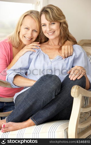 Adult mother and daughter at home