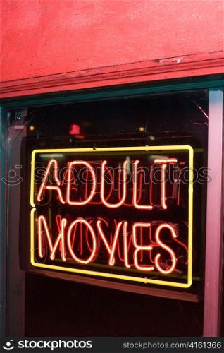 Adult Movies Neon Sign