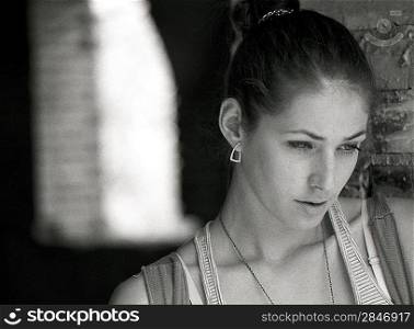 adult pretty woman portrait. scanned film source