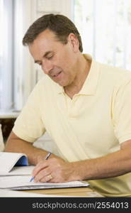 Adult student studying at table