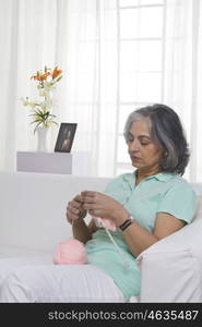 Adult woman knitting