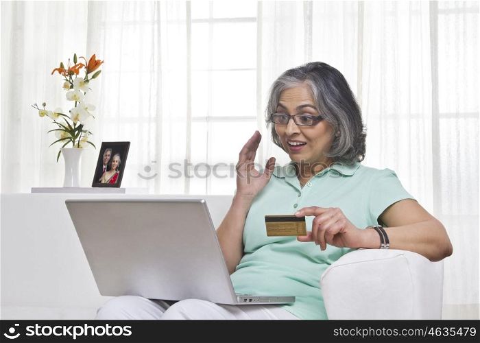 Adult woman working on a laptop
