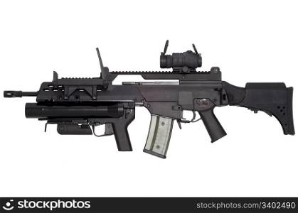 Advanced automatic weapon G36 in armament of NATO and German army.