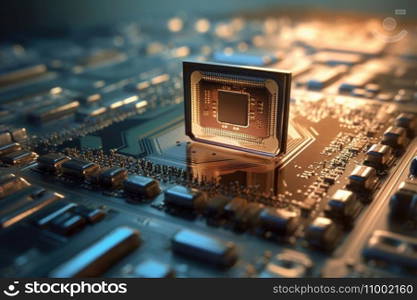Advanced Computer Processor Chip Close-up. Generative AI.