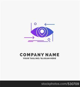 Advanced, future, gen, science, technology, eye Purple Business Logo Template. Place for Tagline.. Vector EPS10 Abstract Template background