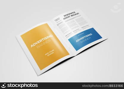 Advertising Banner on Magazine, Brochure Mockup. 3D Rendering