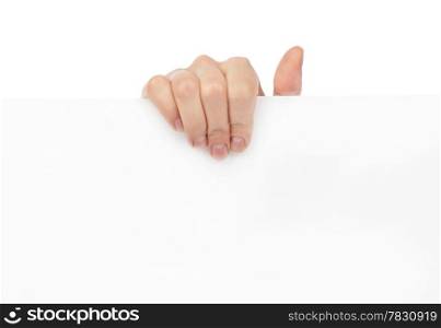 Advertising: Hand holding white empty paper