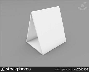 Advertising stand mock up on gray background. 3d render illustration.. Advertising stand mock up on gray background.