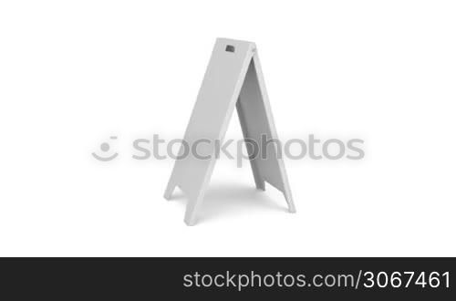 Advertising stand rotates on white background